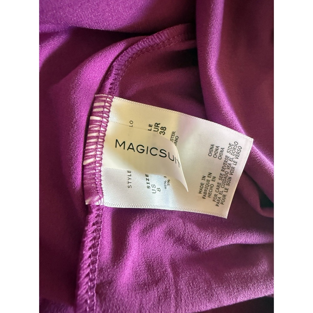 NWT Magicsuit Sophie Tankini Top Purple Color Hibiscus Pink Halter Sz 8 $134 - Picture 3 of 8